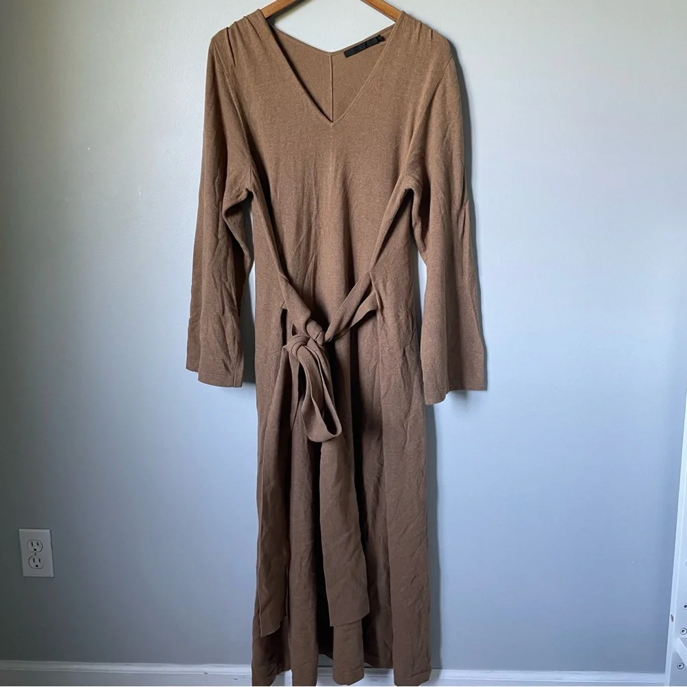 Jenni Kayne Everyday Kate Sweater Dress Dark Camel Size XL - Picture 2 of 9